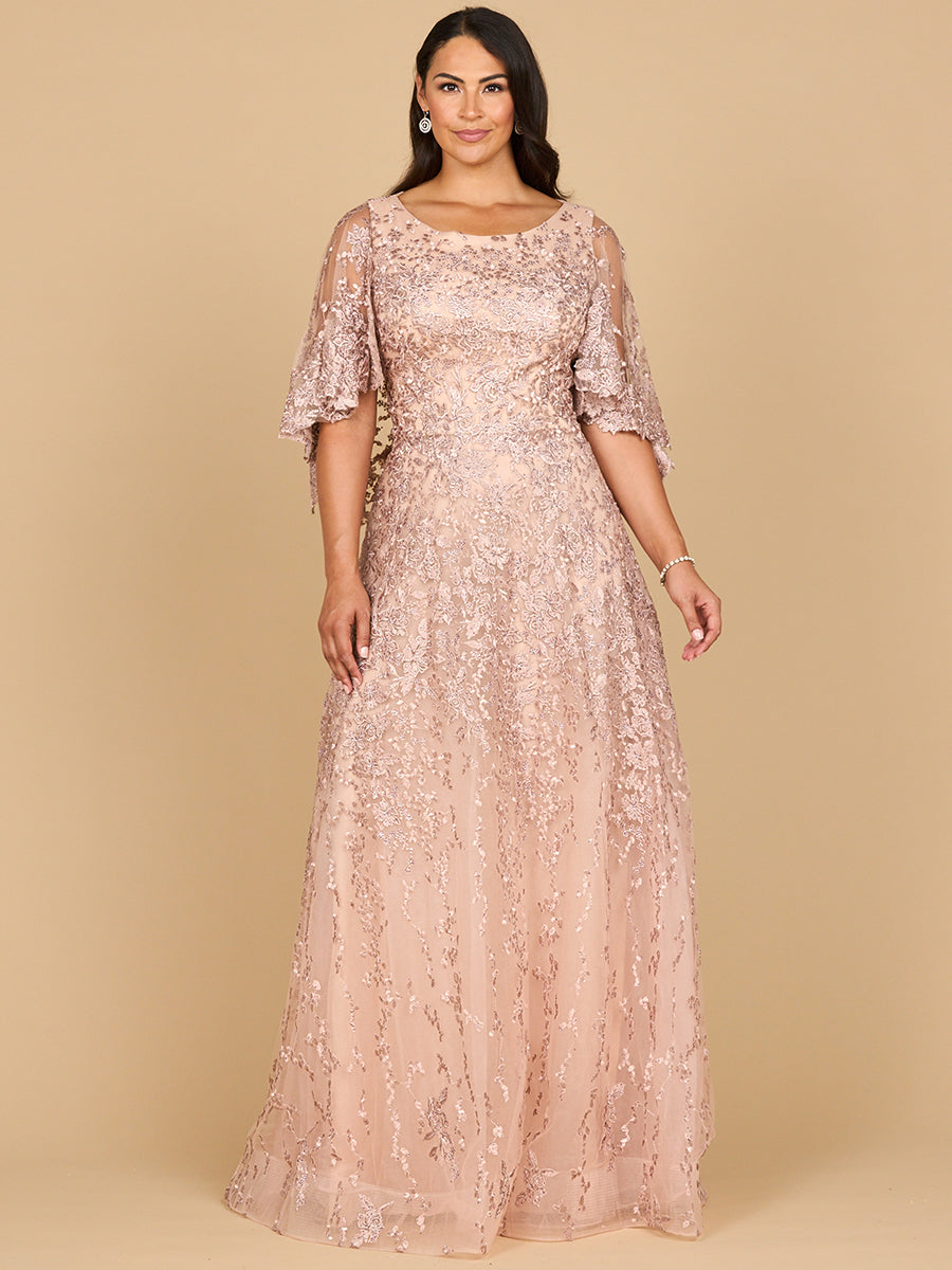 Cape Sleeve Modest Gown