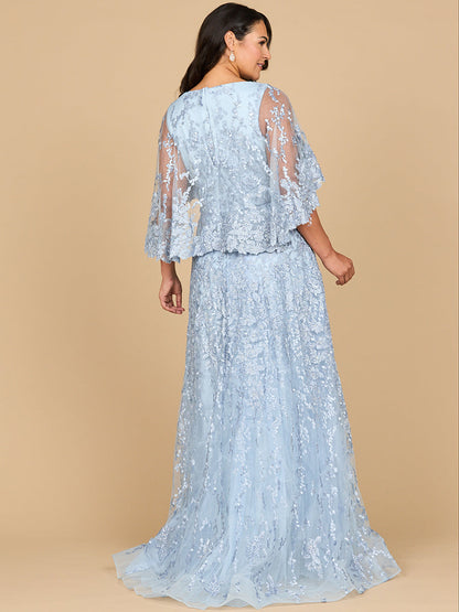 Cape Sleeve Modest Gown