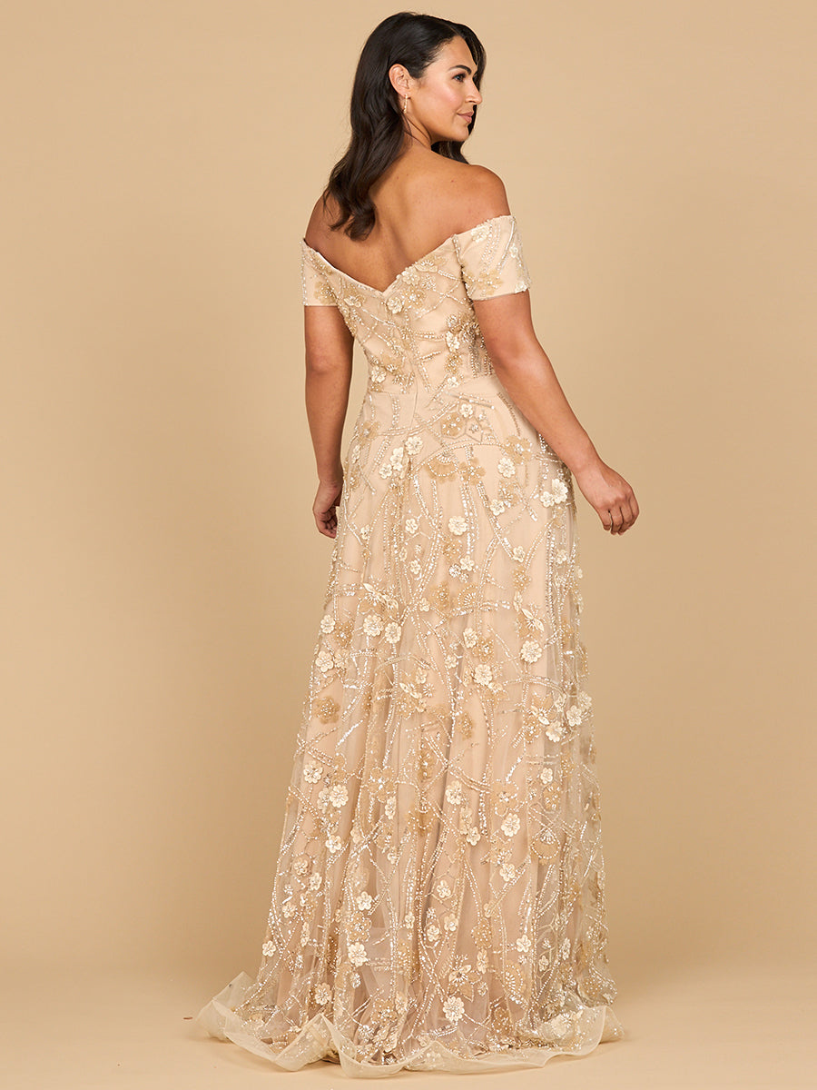 Off Shoulder A-Line Floral Gown