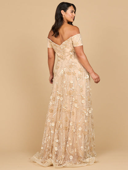 Off Shoulder A-Line Floral Gown