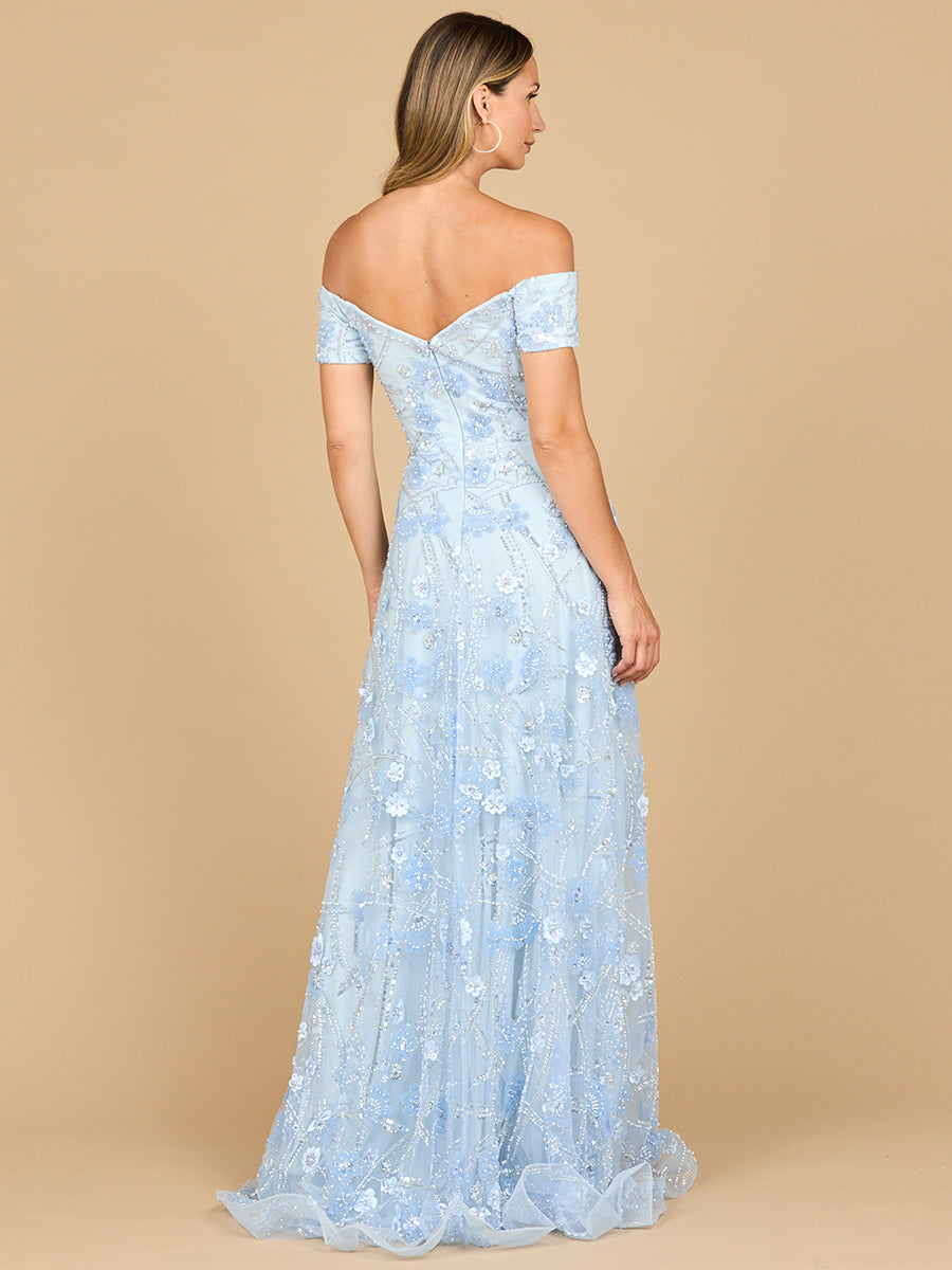 Off Shoulder A-Line Floral Gown