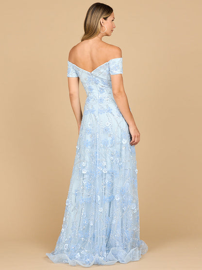 Off Shoulder A-Line Floral Gown