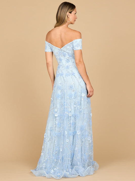 Off Shoulder A-Line Floral Gown