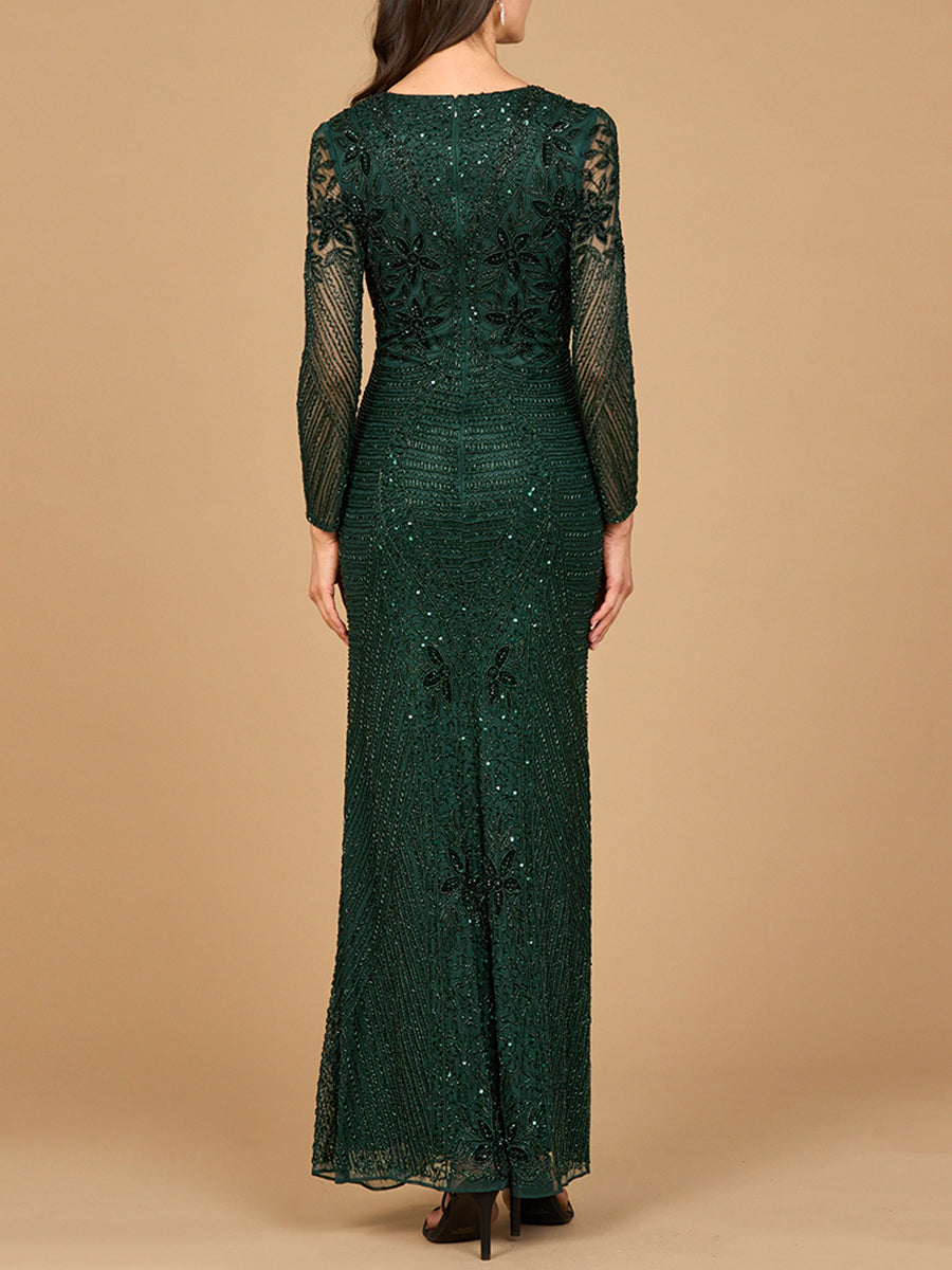 marina long sleeve lace dress Long Sleeve Beaded Gown – Petals And Promises Prom
