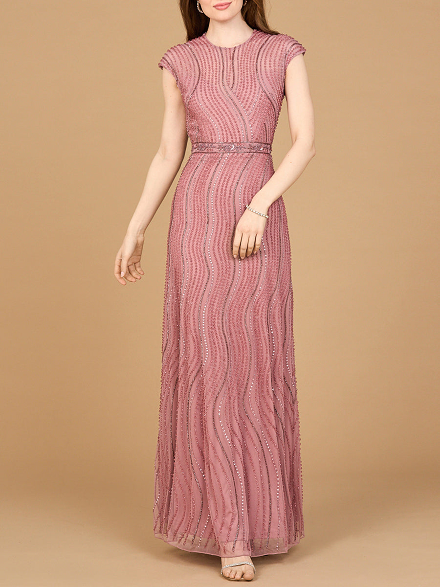 Cap Sleeve, Illusion Neck Beaded Gown – Petals And Promises Prom
