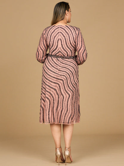 Beaded Midi Dress with Long Sleeves