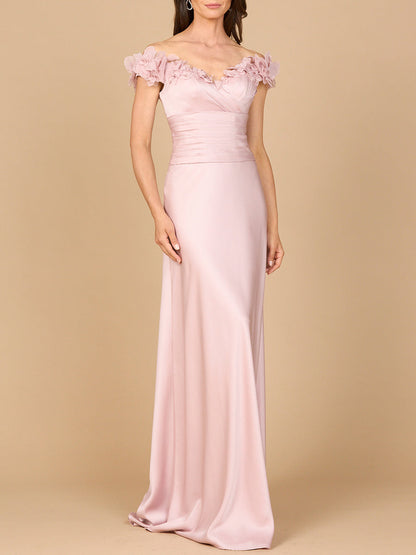 Off Shoulder Satin Gown