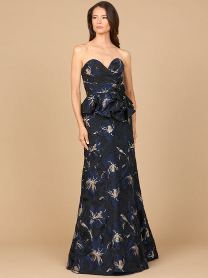 Strapless Brocade Gown with Bolero