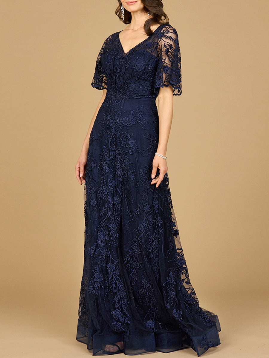 Elegant Cape Sleeve A-line Gown – Petals And Promises Prom