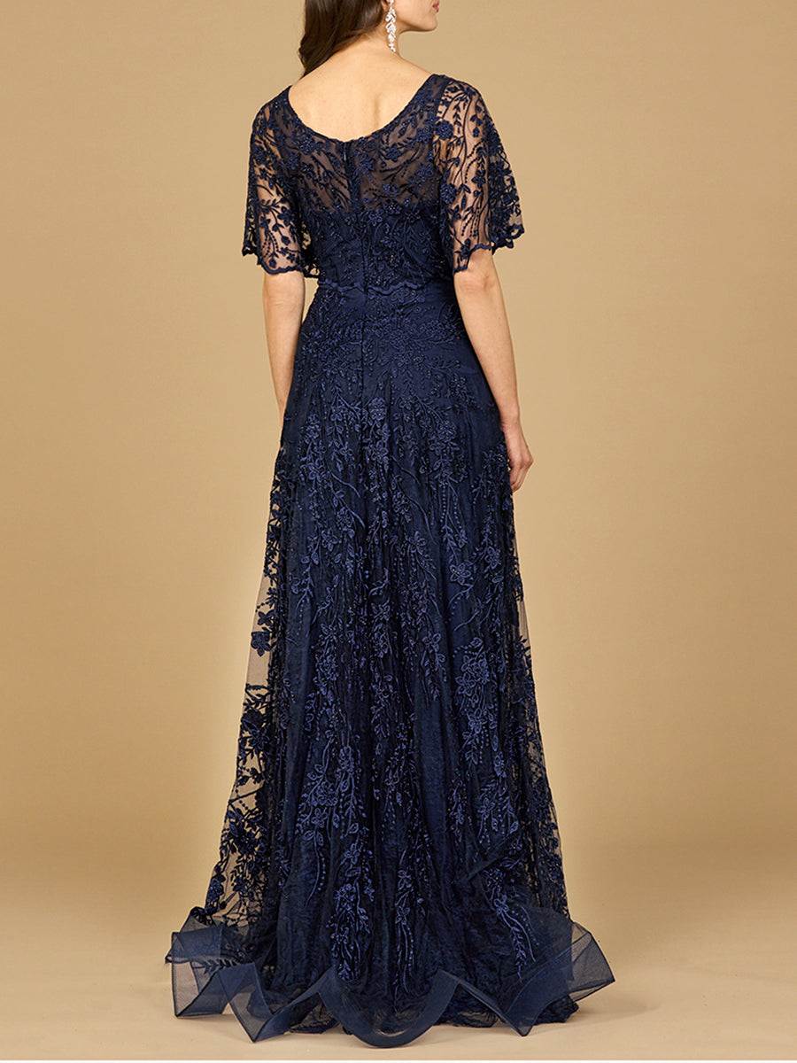 a line cap sleeve prom dress Long Beaded A-Line Prom Dress with Cap Sleeves Black Nude / 16