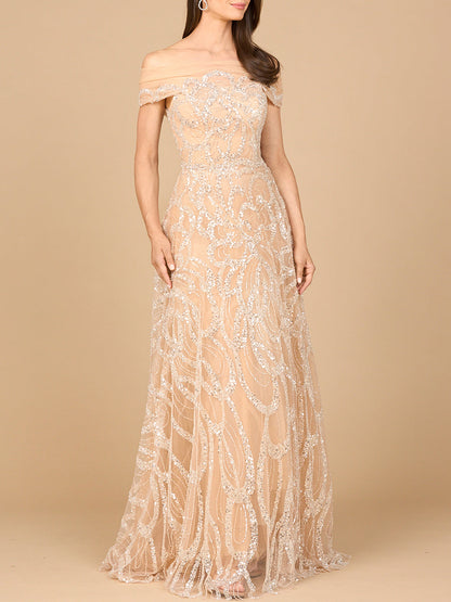 Off Shoulder A-line Gown