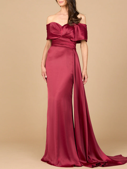 Off Shoulder Satin Dress