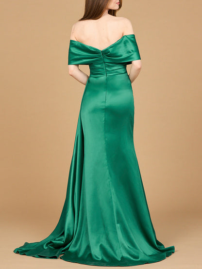 Off Shoulder Satin Dress