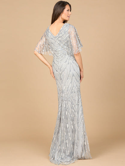 Cape Sleeve Mermaid Gown