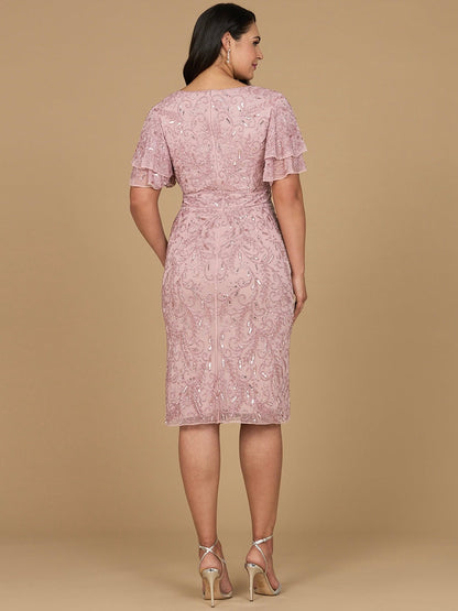 Beaded Midi Dress with Cape Sleeves