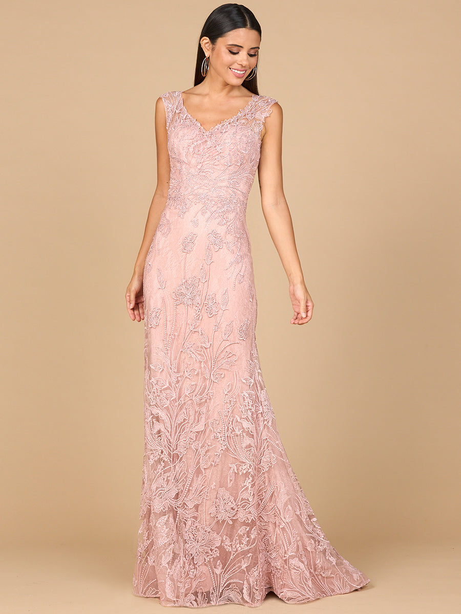 Overskirt Lace Fitted V-Neck Gown