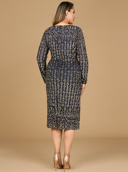 Beaded Midi Dress with Long Sleeves