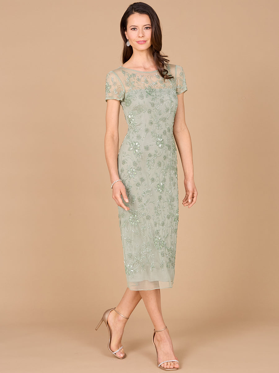 beaded midi dress with sleeves Cap – Petals And Promises Prom Dry clean only Mermaid Gowns Size:Size 12 This style dress PR30248 Puff sleeve