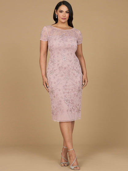 Beaded Midi Dress with Cap Sleeves