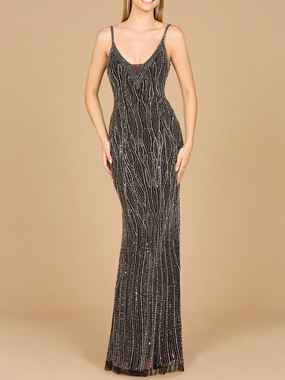 V-Neck Fitted Gown  - OUTLET