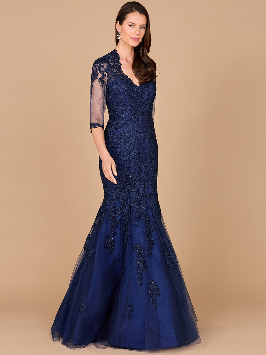 knee length dresses for ladies Long Sleeve, Mermaid Lace Gown – Petals And Promises Prom
