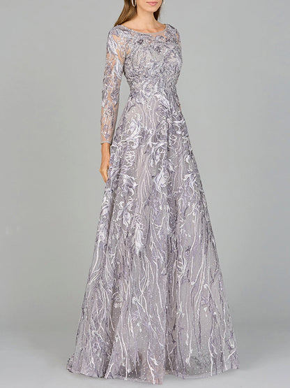 Long Sleeve Modest A-line Gown