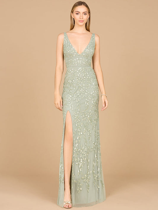 Embellished Gown with Slit - OUTLET