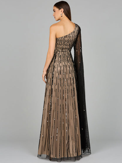 One Shoulder A-Line Gown