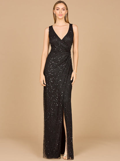 Beaded Black Gown with Slit