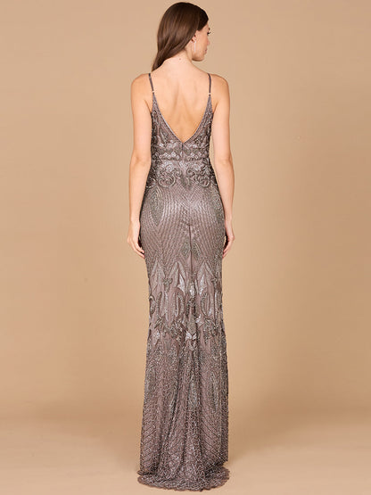 Sleeveless V-Neck Beaded Dress