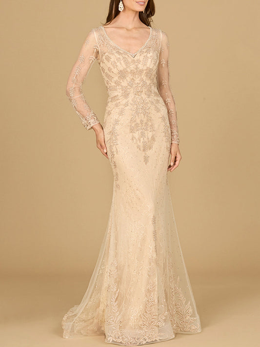 Long Sleeve Lace Mermaid Gown