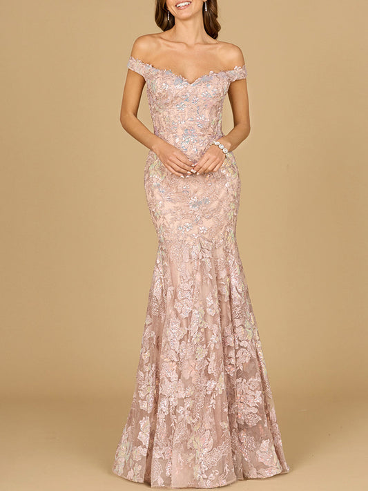 Off Shoulder Mermaid Beaded Gown