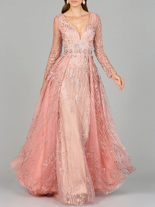 Elegant Overskirt Dress with Long Sleeves