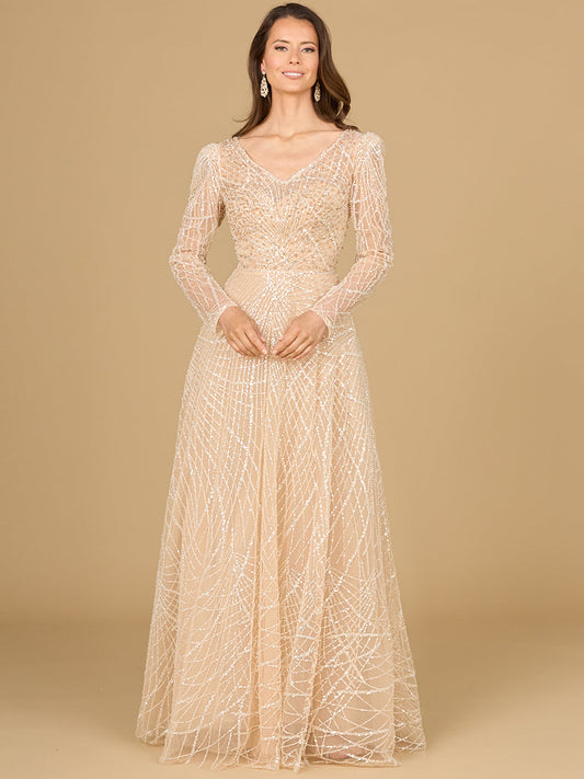 Long Sleeve V-Neck Ballgown