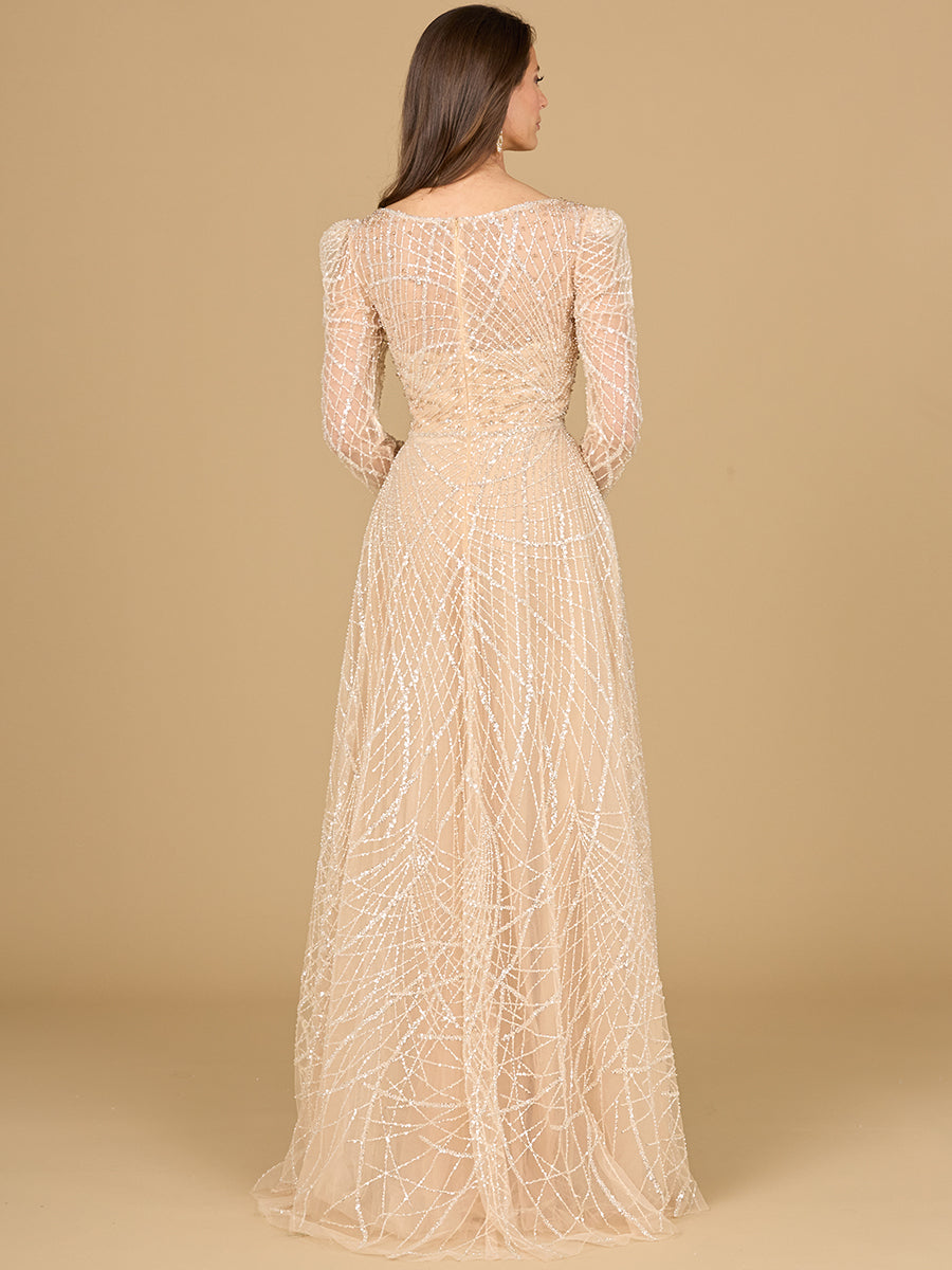 Long Sleeve V-Neck Ballgown