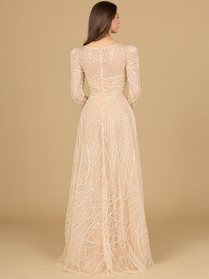 Long Sleeve V-Neck Ballgown