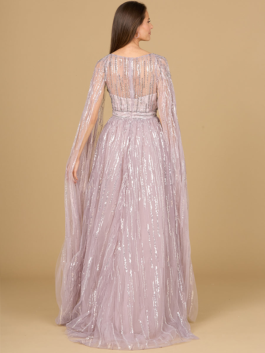 A-line Gown with Long Cape Sleeves