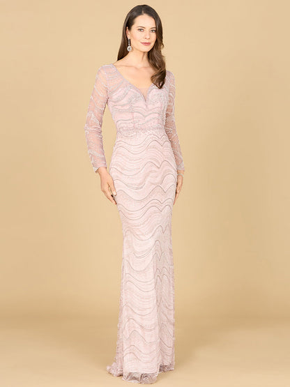 Long Sleeve Lace Fitted Gown