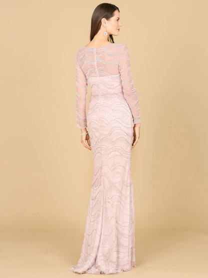 Long Sleeve Lace Fitted Gown