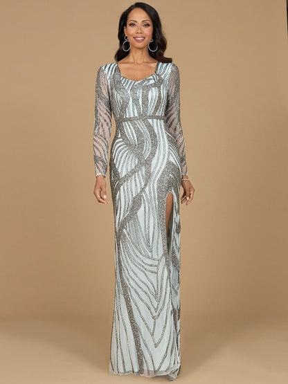 Cascading Beads Long Sleeve Dress