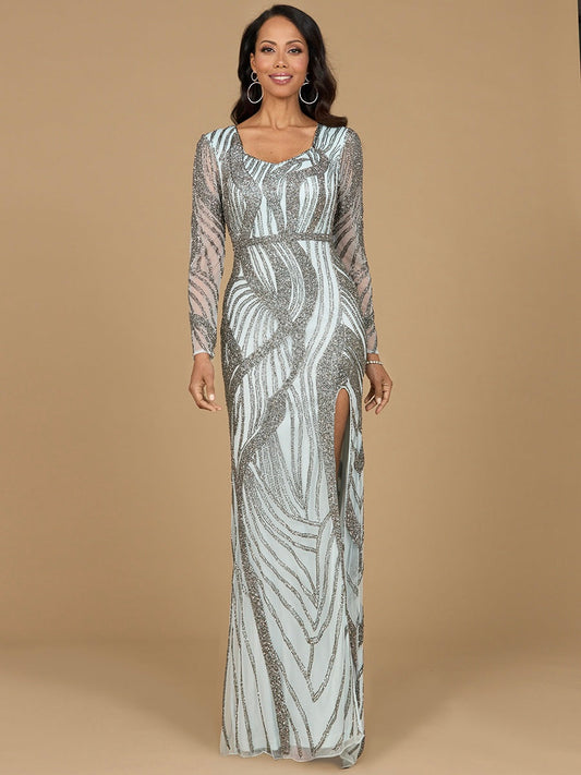 Cascading Beads Long Sleeve Dress