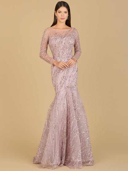 Long Sleeve Mermaid Beaded Gown