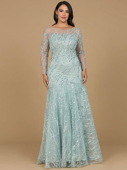 Long Sleeve Mermaid Beaded Gown