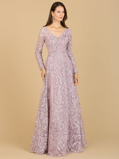 A-line Gown With Long Sleeves, V-Neckline