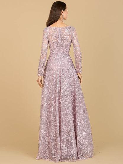 A-line Gown With Long Sleeves, V-Neckline