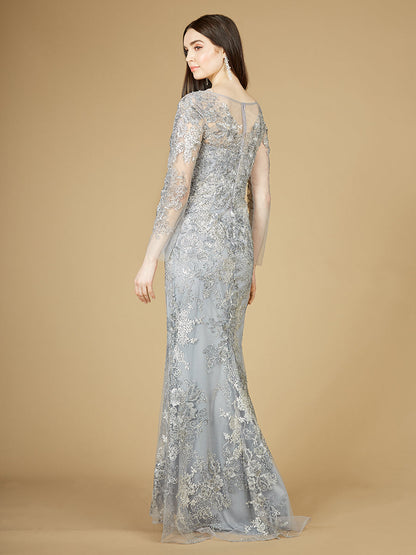 High Neck Long Sleeve Fitted Lace Gown