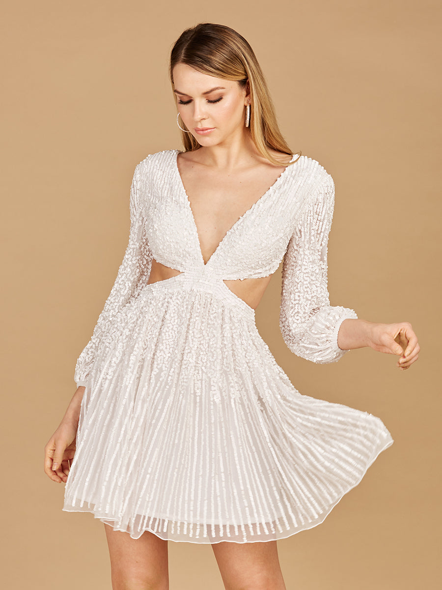 Long Sleeve Cut Out Dress with Lace Up Back Petals And Promises Prom Long Sleeve Cut Out Dress with Lace Up Back Petals And Promises Prom