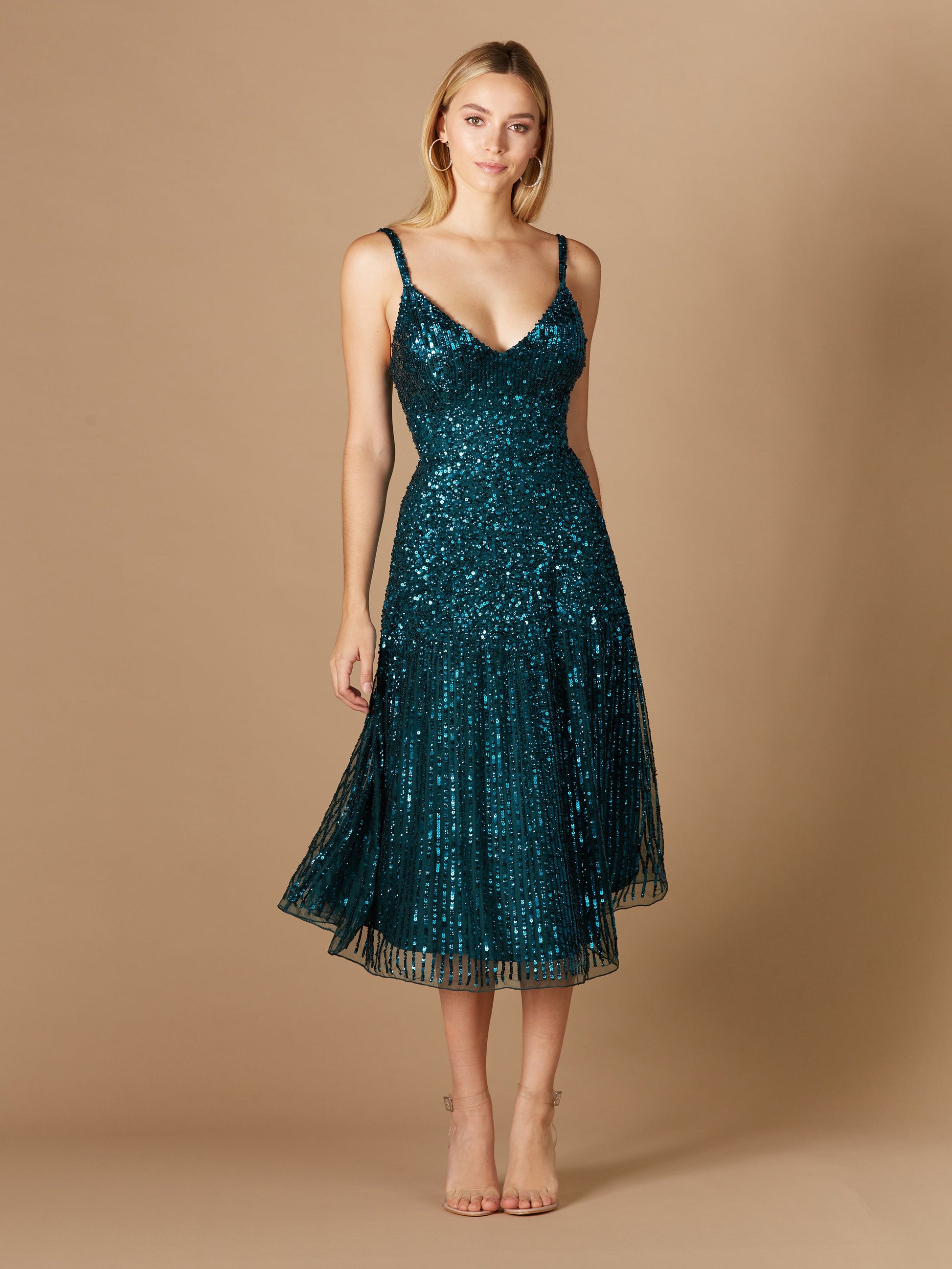 formal sequin midi dress Sequin Top Midi Dress by LDT