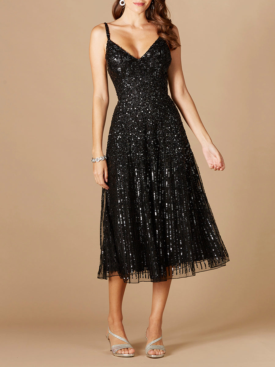 Flowing, Sequin Midi Dress
