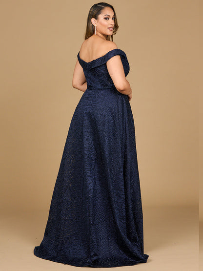 Tonal Beaded Off Shoulder Ballgown